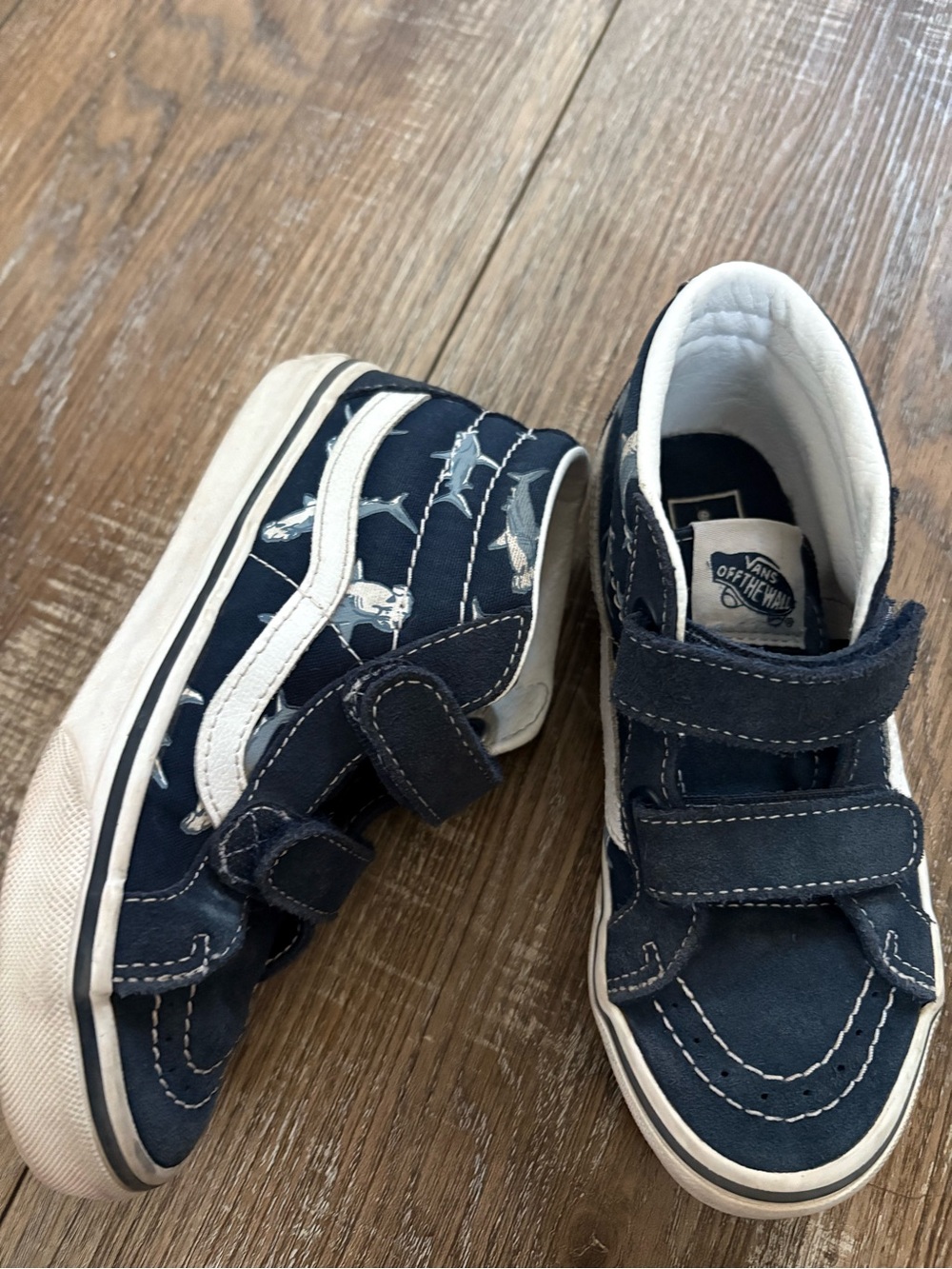 Vans Kids Navy Shark Skate Sneakers with White Stripe